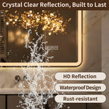 24" W x 32" H Rectangular Front-Lighted and Backlit LED Bathroom Mirror