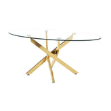 Oval Glass Dining Table Gold 39"