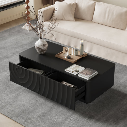Square Engineered Wood Coffee Table with Storage Black