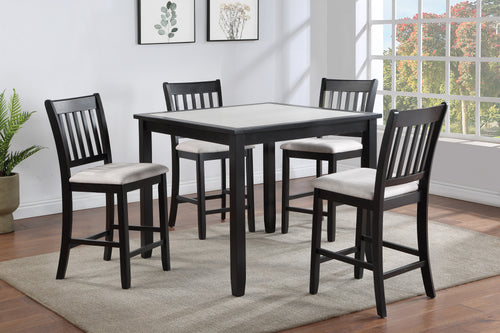 5 Pc Counter Height Dining Set Square Table Upholstered Chairs