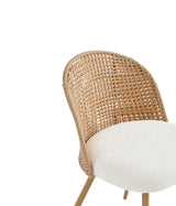 Set of 4 Metal Dining Chair Beige/Brown