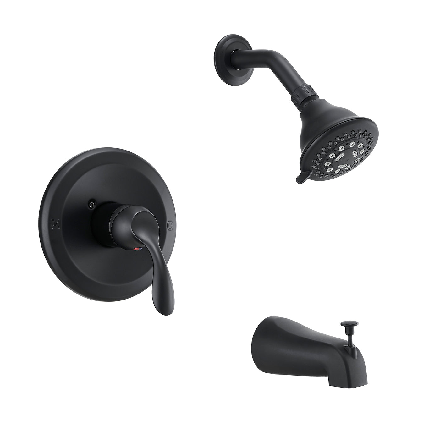 Matte Black Tub Shower Faucet Combo 5-Spray Rain Head
