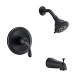 Matte Black Tub Shower Faucet Combo 5-Spray Rain Head