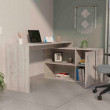 L-Shaped Writing Desk - Two Shelves - Single Door Cabinet