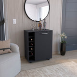 Wine Bar Cart with Storage Cabinet and Wheels