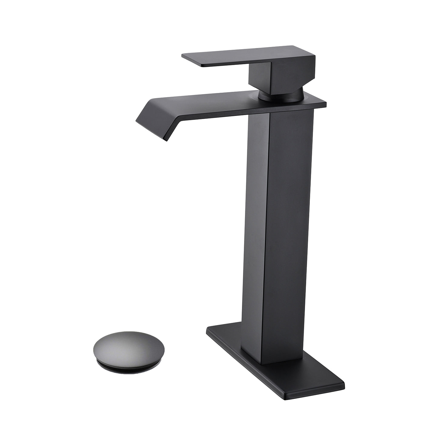 Waterfall Spout Single Handle Bathroom Sink Faucet Pop-Up Drain
