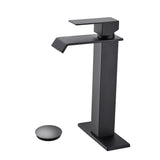 Waterfall Spout Single Handle Bathroom Sink Faucet Pop-Up Drain