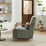 Linen Accent Chair Swivel Pale Green