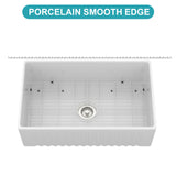30" White Farmhouse Sink - 30 x 18 x 10 inch Kitchen Sink Apron-front White