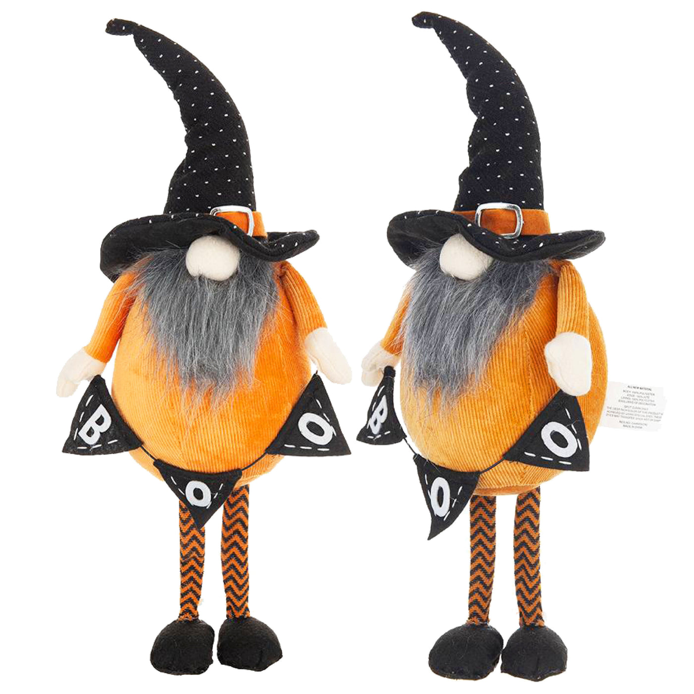 Halloween Gnome Fabric Decoration Set Orange Black 16 Piece