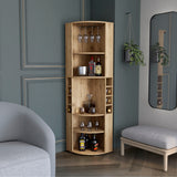 Oban Corner Bar Cabinet Five Shelves Eight Bottle Cubbies