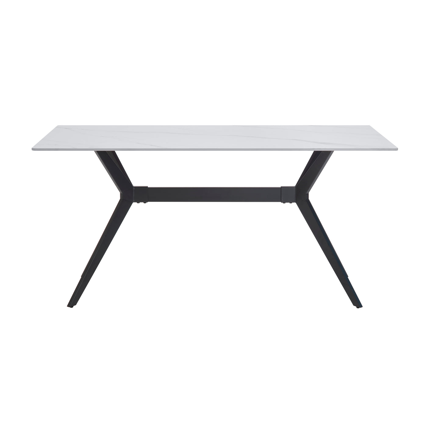 Modern Sintered Stone Dining Table Black Metal Legs