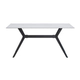 Modern Sintered Stone Dining Table Black Metal Legs