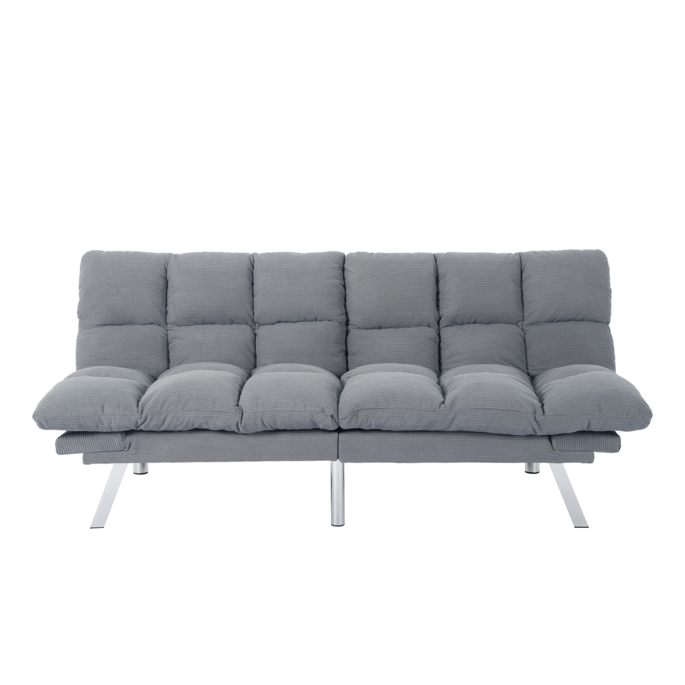 Foldable 2-Seater Sofa Bed, Corduroy Fabric, Light Gray
