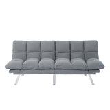 Foldable 2-Seater Sofa Bed, Corduroy Fabric, Light Gray