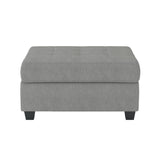 Gray Microfiber Tufted Storage Ottoman