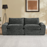 Sofa Modern Chenille Dark Gray 2 Seat with Footrest Compact 85 In