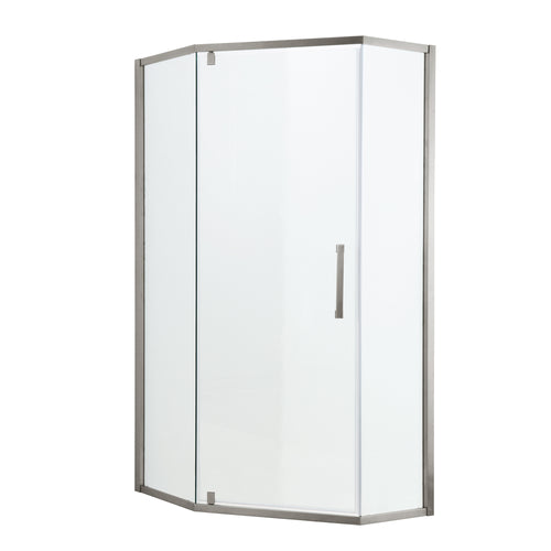 Semi-Frameless Neo-Angle Hinged Shower Door 34x72 8mm Tempered Glass