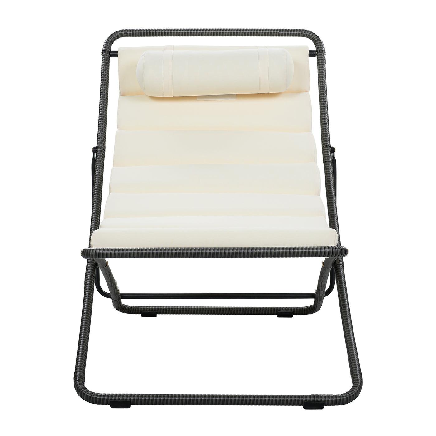 Black Rattan Outdoor Folding Chair Set w/ Adjustable Back
