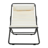 Black Rattan Outdoor Folding Chair Set w/ Adjustable Back