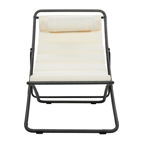 Black Rattan Outdoor Folding Chair Set w/ Adjustable Back