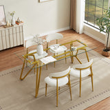 Rectangular Glass Dining Table Gold 71"