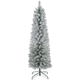 HOMCOM 5ft Artificial Pencil Christmas Tree with 263 Snow Flocked Tips, Metal Ba