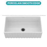 33" White Farmhouse Sink - 33 x 18 x 10 inch Kitchen Sink Apron-front White