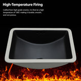 Modern Black Ceramic Undermount Bathroom Sink with Overflow, 21' x 14.75', High-