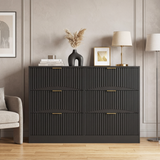 Dresser Modern 6-Drawer Black Particle Board 47.2x15.74x30.3 In
