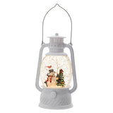 White Christmas Lantern with Snowman & Tree, LED Water Spinning Timer