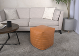 Caramel Faux Leather Square Pouf