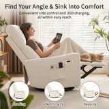 Velvet Recliner Swivel Power Beige