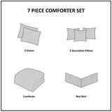 Comforter Set - Pleated Tufted - 100% Polyester - Full 7-Piece