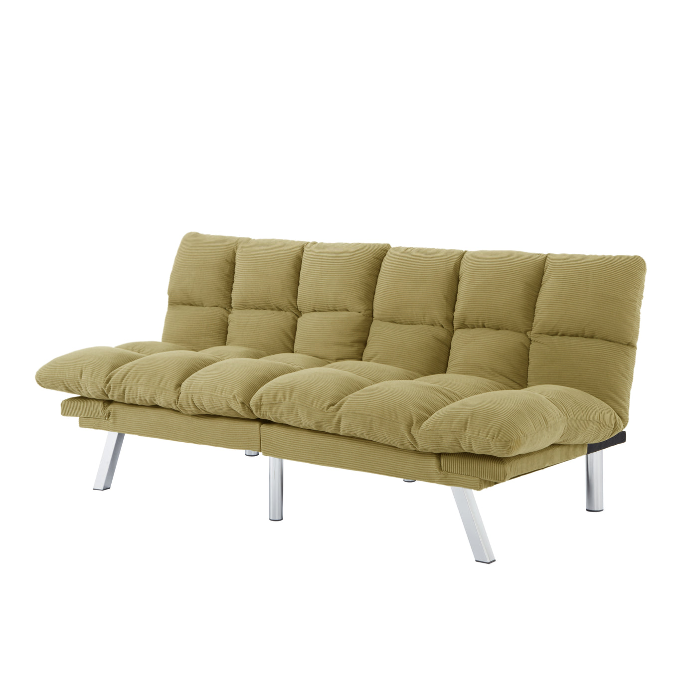 Yellow Foldable 2-Seater Corduroy Sofa Bed