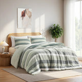 Comforter Set 3-Piece - Striped Textured Print, Sage, King/Cal King