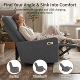 Velvet Recliner Swivel Power Dark Gray
