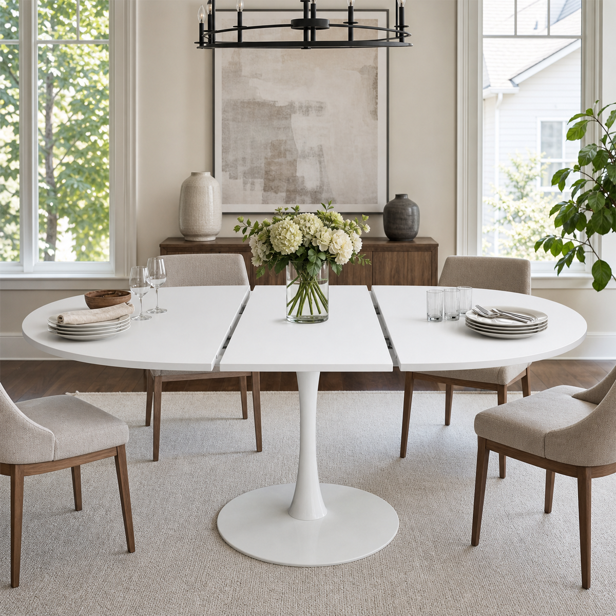 Engineered Wood Dining Table White 46"