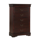 Cherry 5 Drawer Chest Solid Wood Dresser Storage