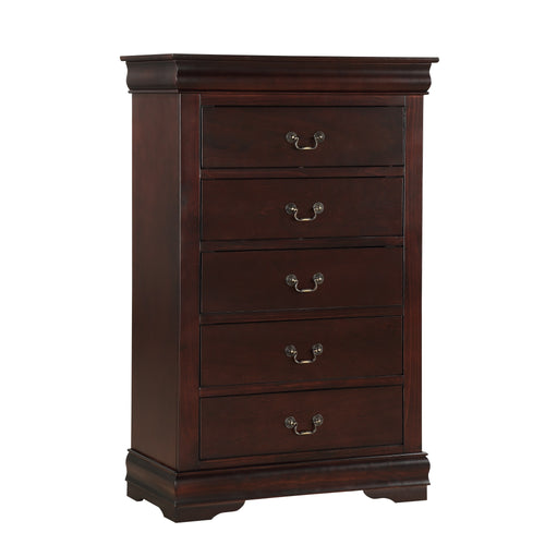 Cherry 5 Drawer Chest Solid Wood Dresser Storage