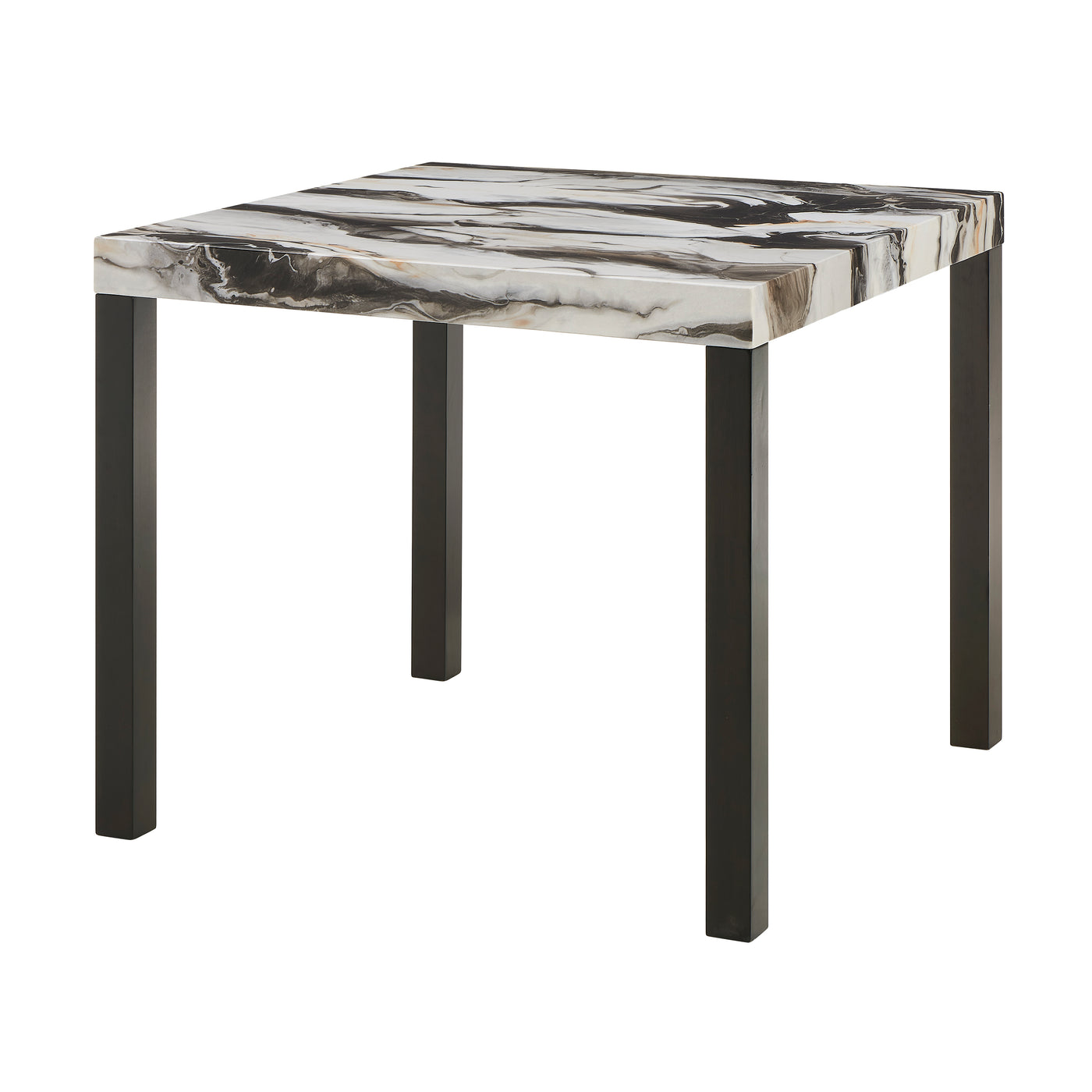 Counter Height Dining Table Faux Marble Top Black Legs