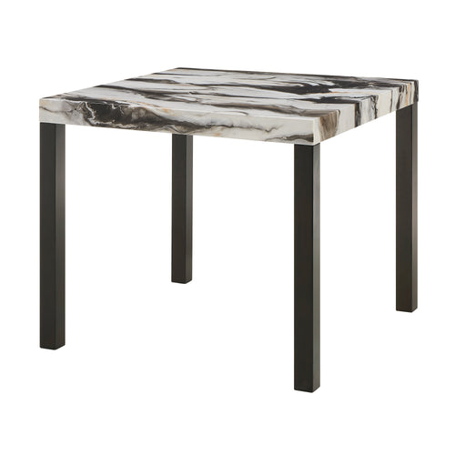 Counter Height Dining Table Faux Marble Top Black Legs