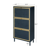 3 Metal Door Shoe Rack, Freestanding Modern Shoe Storage Cabinet, Metal rattan