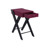 Accent Table - Modern - Burgundy and Black - USB Port and Drawer