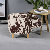Fabric Ottoman Brown/White