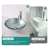 Artistic Tempered Glass Vessel Bathroom Sink Pop-up Drain