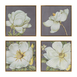 Set of 4 White and Gold Botanical Wall Art Prints 20" x 20
