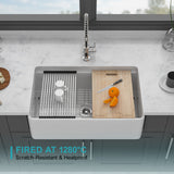 33" White Farmhouse Kitchen Sink Workstation