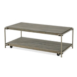 3-Piece Coffee Table and End Tables Set, Wood & Metal, Aged Graphite