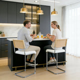 Set of 2 Faux Leather Bar Stool White
